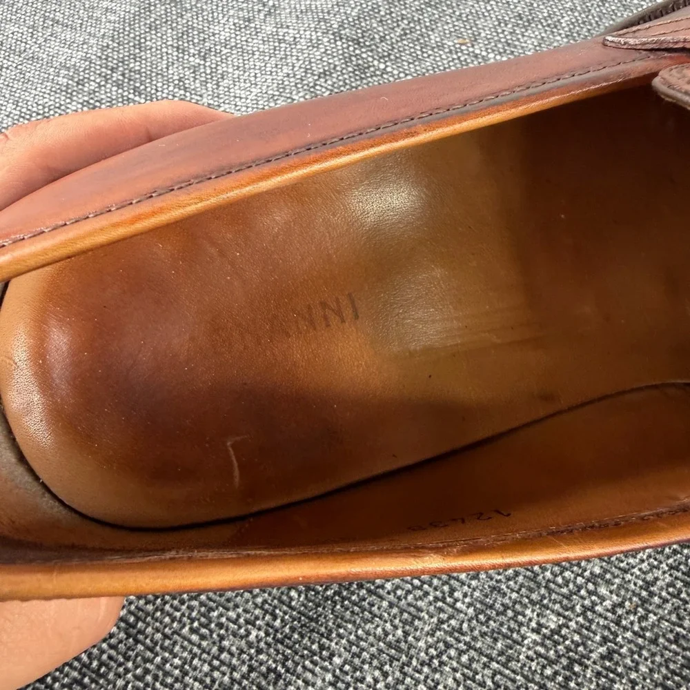 Magnanni Penny Loafers Mens 9.5M Cognac Brown Leather Slip On Dress Shoes Spain